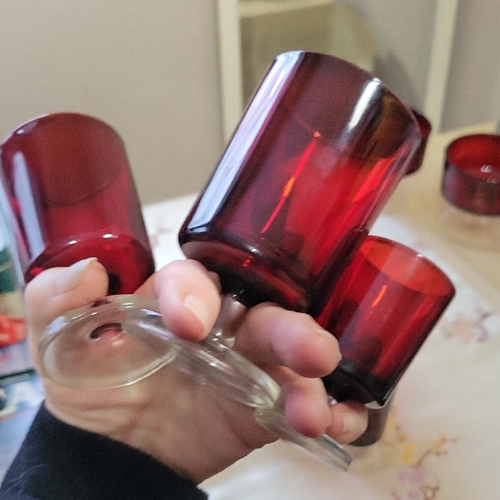 1970s Retro Luminarc Cavalier Ruby Red Glass Set France - Picture 5 of 5